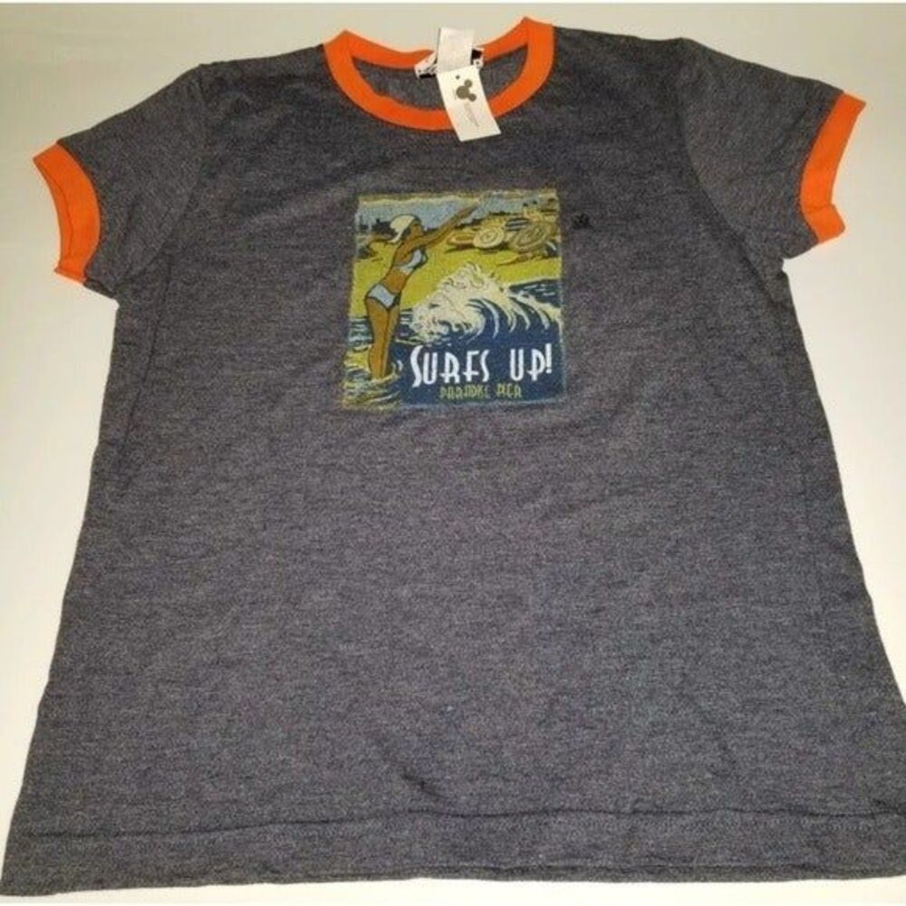 Disney Womens Jr XL T-Shirt Top Disney California Adventure Baby Tee Surf Up Y2K